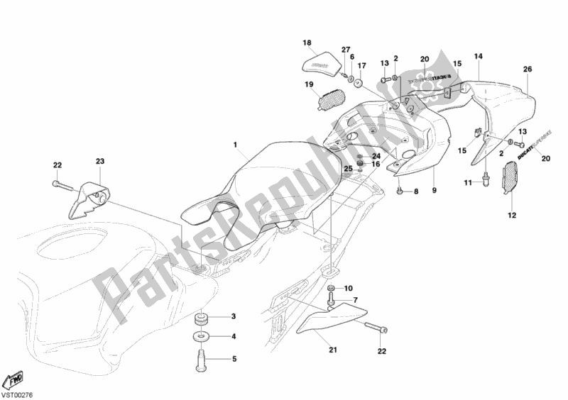 Tutte le parti per il Sedile Monoposto del Ducati Superbike 999 S 2003
